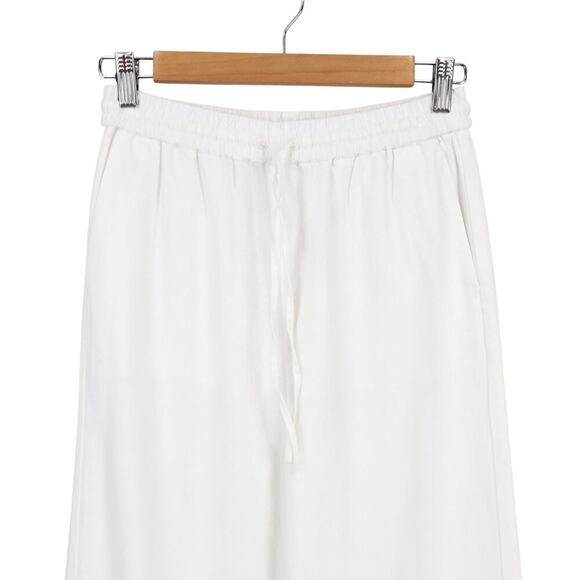 J.Crew Factory Linen Blend Slim Wide Leg Drawstring Pant White Size 0 Tall NWT - Picture 2 of 8